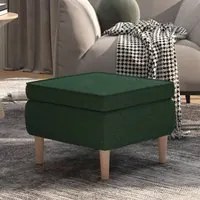 Poggiapiedi con Gambe in Legno Verde Scuro in Tessuto