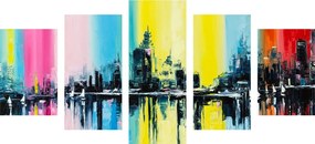Quadri 5 pezzi – Pittura a olio della città