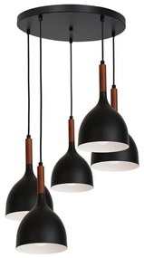 Lampadario a sospensione con filo NOAK WOOD 5xE27/60W/230V nero/legno scuro