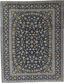 Kashan Tappeto 400 x 310 Blu (Iran) Annodato A Mano