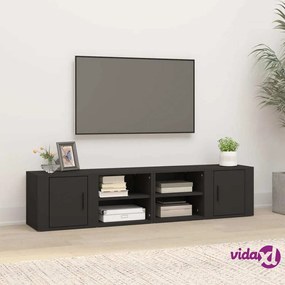 vidaXL Mobili Porta TV 2 pz Nero 80x31,5x36 cm in Legno Multistrato