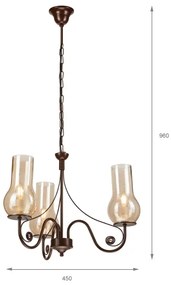 Brilagi - LED Lampadario a sospensione con catena COTTAGE 3xE14/40W/230V marrone