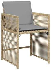 Sedie da giardino con cuscini 4 pz beige misto in polyrattan