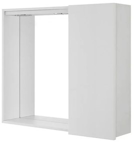 Specchio contenitore 68x61 cm bianco lucido con anta a destra e LED
