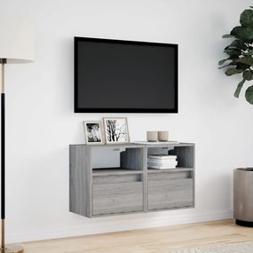 Mobili tv a parete con luci led 2pz grigio sonoma 41x31x45 cm