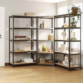 Scaffali Resistenti 5 Ripiani 3pz Grigio Acciaio E Multistrato /