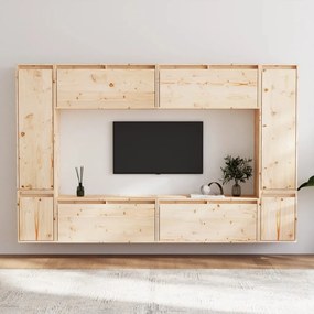 Mobili Tv 8 Pz İn Legno Massello Di Pino /
