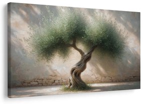 Quadro su tela – Ulivo in cortile di pietra