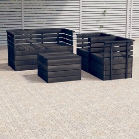 Set divani da giardino su pallet 5 pz legno pino grigio scuro