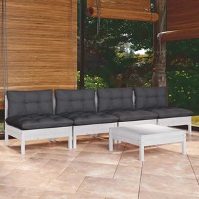 Set divani da giardino 5 pz con cuscini antracite legno di pino