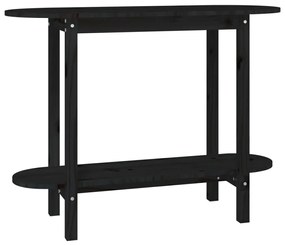 Tavolo consolle nero 110x40x80 cm in legno massello di pino