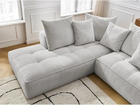 Divano angolare grigio chiaro (penisola a destra/a L) con rivestimento in ciniglia Whesley – Bobochic Paris