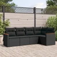 Set Divani da Giardino 5 pz con Cuscini in Polyrattan Nero 3258345