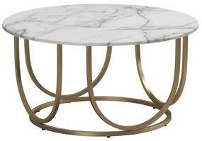 Tavolino da salotto rotondo bianco/dorato con effetto marmo ø 79 cm Gwyneth – CosmoLiving by Cosmopolitan
