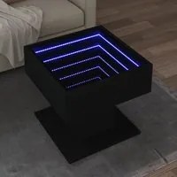 Tavolino Salotto con LED Nero 50x50x45 cm Legno Multistrato 847526