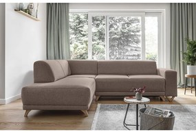 Divano angolare marrone allungabile e con contenitore (penisola a sinistra/a L) Classy Sophie – Miuform