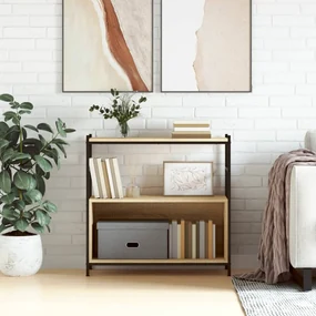 Libreria rovere sonoma 80x30x78,5 cm legno multistrato e ferro