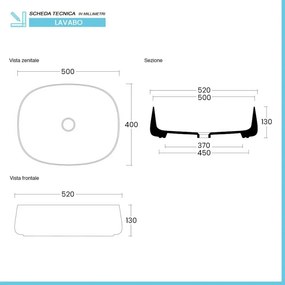 Lavabo da appoggio 50 cm ovale in ceramica bianco lucido Milos