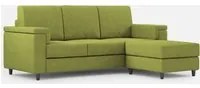 Divano 3 Posti con Pouf 208x155x85 cm Marrak in Tessuto Verde