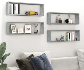 Mensole Cubo Muro 4 Grigio Sonoma 80x15x26,5 Legno Multistrato /