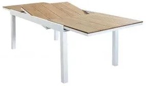 Tavolo Allungabile Cayman 160/240 X 95 in Alluminio Bianco/Taupe con Piano Polywood Teak, Bianco
