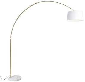 Lampada ad arco in ottone con paralume in tessuto bianco 50 cm - XXL