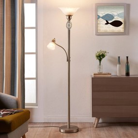 Lucande Piantana Dunja color nichel con luce di lettura