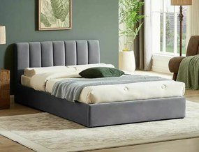 Letto Montreal in velluto grigio - 120x200 cm Tap. 192