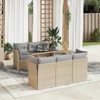 Set Divano da Giardino 6 pz con Cuscini Beige in Polyrattan 3326100