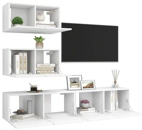 Set mobili tv 4 pz bianco in truciolato