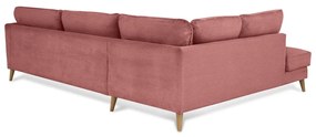 Divano angolare in velluto a coste rosa (angolo sinistro) Paris - Scandic