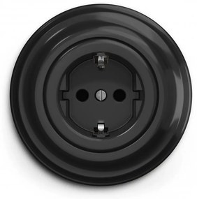 Kliklap - Presa domestica in stile retrò con cornice SCHUKO 230V/16A nera