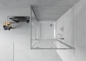 Mexen Rio cabina doccia quadrata 90 x 90 cm, trasparente, cromo + piatto doccia Flat, bianco - 860-090-090-01-00-4010