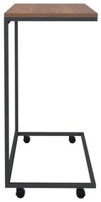 Tavolino con ruote nero 55x35x70 cm in legno multistrato