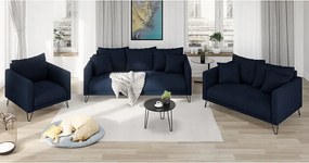 Poltrona blu scuro con rivestimento in ciniglia Freya – Ropez