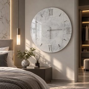Orologio da Parete GRAFO Ř 65 cm in Vetro Effetto Marmo Bianco
