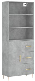 Credenza grigio cemento 69,5x34x180 cm in legno multistrato