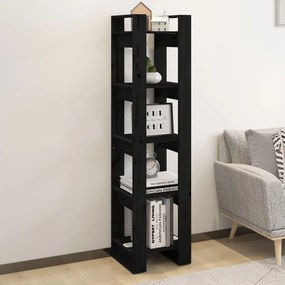 Libreria/divisorio nero 41x35x160 cm in legno massello di pino