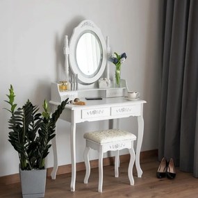 Toeletta vintage con specchio girevole e illuminazione a LED
