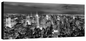 Stampa su tela New York vista dall'alto b&w, bianco e nero 190 x 90 cm