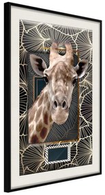 Poster  Giraffe in the Frame  Cornice Quadri Cornice nera con pass-partout, Larghezza x Altezza Home decor 30x45