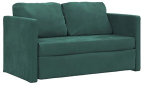 Divano letto da terra 2 in 1 verde scuro 122x204x55 cm velluto