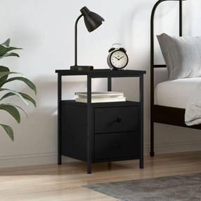 Comodino Nero 34x35,5x50 Cm İn Legno Multistrato /