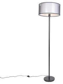 Lampada da terra di design nera con paralume bianco e nero 47 cm - Simplo