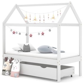 Giroletto Per Bambini Cassetto Bianco İn Pino Massello 70x140cm /