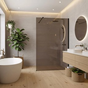 Parete doccia Rea Flexi Brown / Black 140