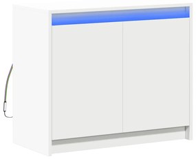 Credenza con led bianca 72x34x61 cm in legno multistrato