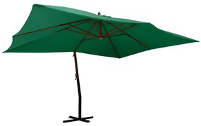 Ombrellone A Sbalzo Da Giardino Palo İn Legno 400x300 Cm Verde /