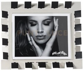 Portafoto di design vertigo maxi orizzontale avorio/nero in ferro e...