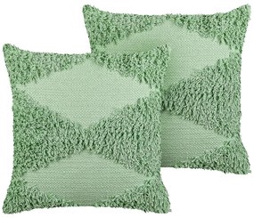 Set di 2 cuscini cotone verde chiaro 45 x 45 cm RHOEO Beliani